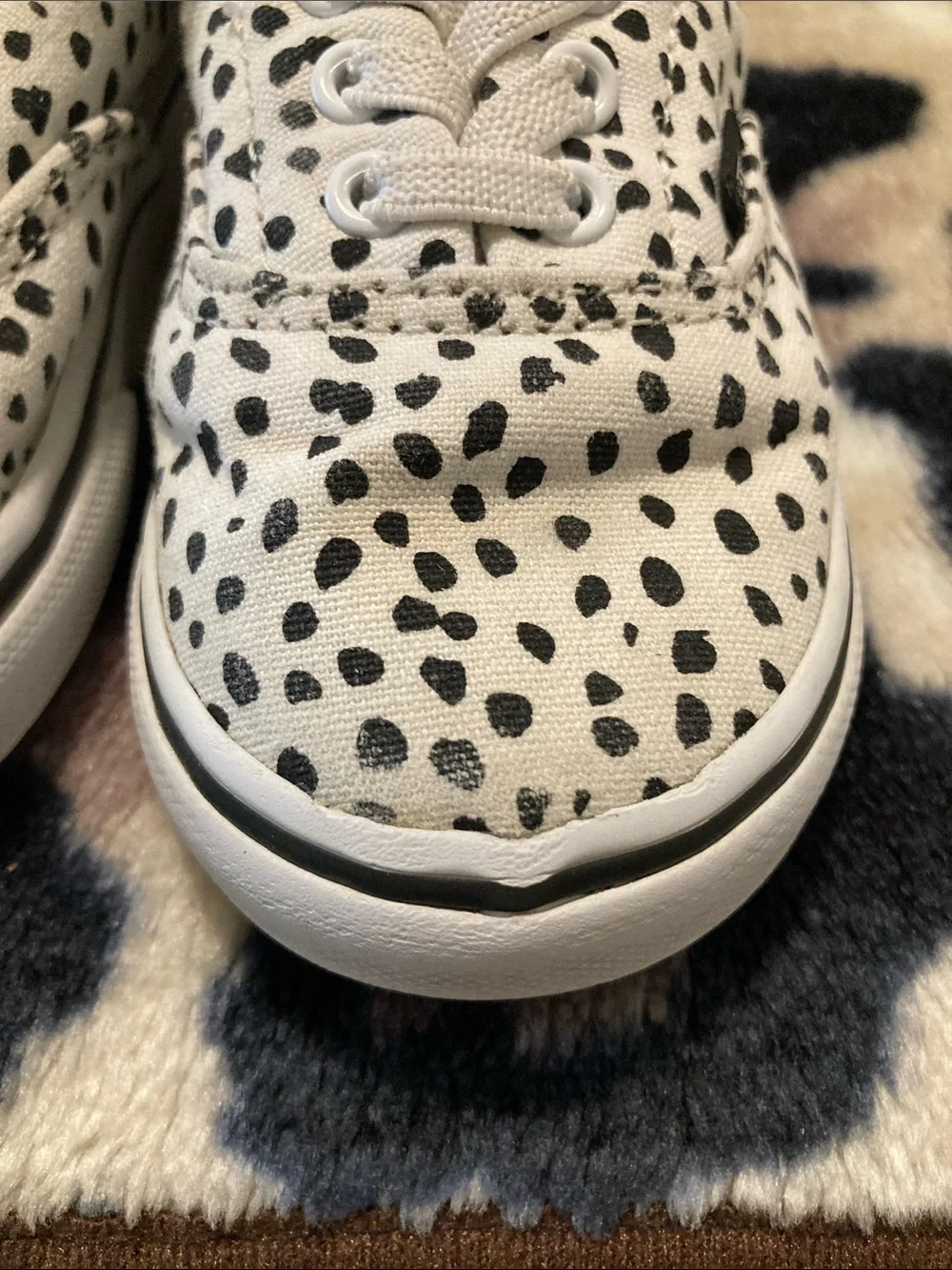 Vans Kids White Canvas Sneakers with Black Spot Print